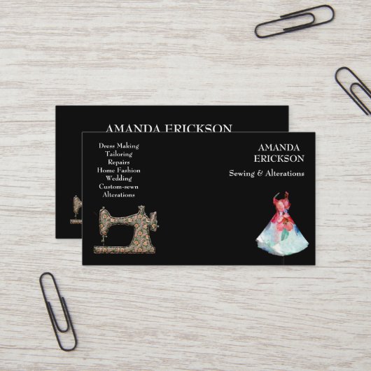 Mode Crafts Girly Bloemen Naaien Visitekaartje (Voorkant / Achterkant in situ)