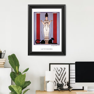 Mode Dame met Zwarte Panter George Barbier Poster