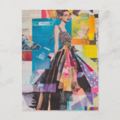Mode dame mixed media collage briefkaart (Voorkant)