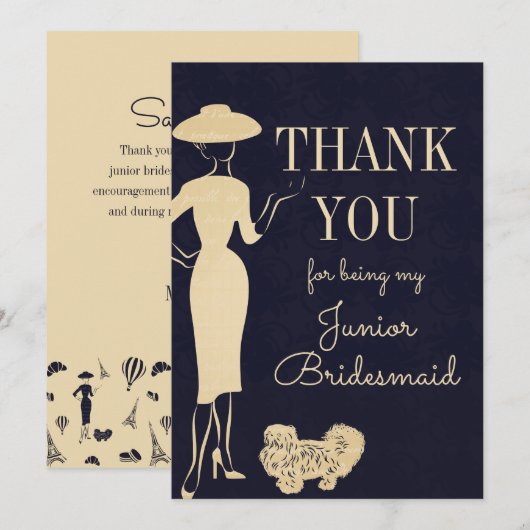 Mode Dank u Junior Bridesmaid Card Kaart (Voorkant / Achterkant)