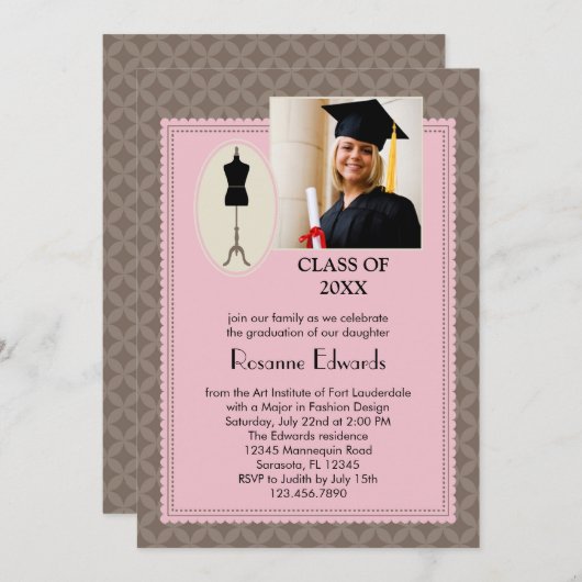 Mode Design Afstuderen Fotouitnodiging Kaart (Voorkant / Achterkant)