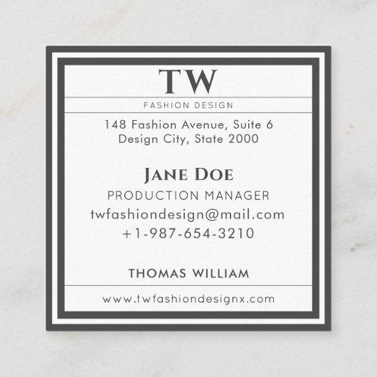 Mode Design Square Visitekaartje (Achterkant)