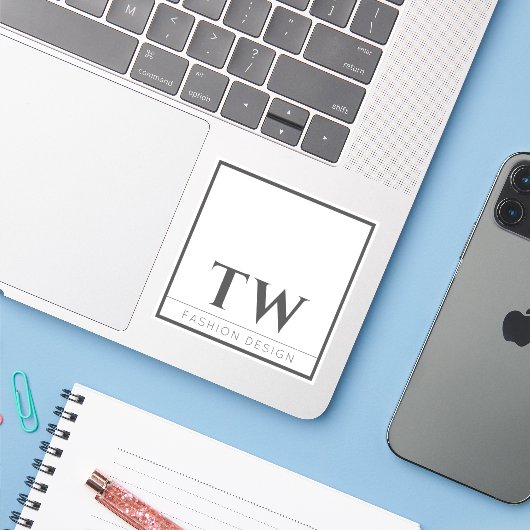 Mode Design Wit Sticker (Laptop met iPhone)