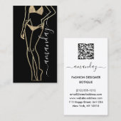 Mode Designer Bikini Logo QR Grey Black Gold Visitekaartje (Voorkant / Achterkant)