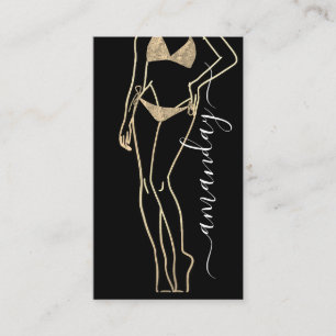 Mode Designer Bikini Logo QR Grey Black Gold Visitekaartje