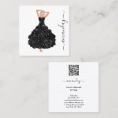 Mode Designer Black Dress Logo QR Code White Vierkante Visitekaartje (Voorkant / Achterkant)