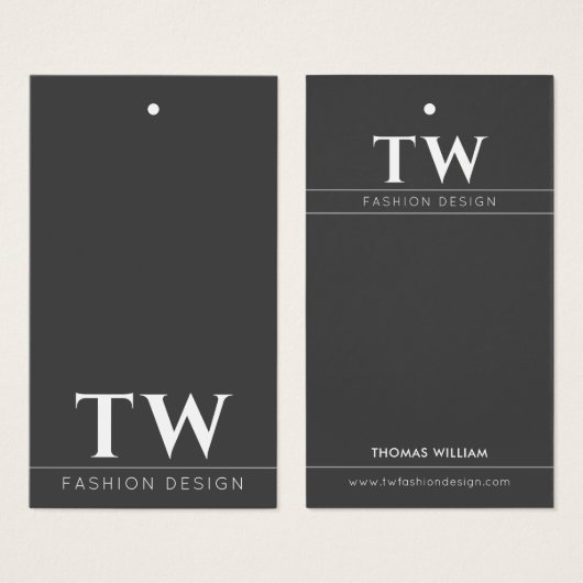 Mode Designer Black Hang Label Visitekaartje (Voorkant /achterkant)