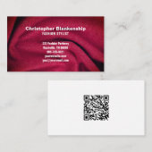 Mode Designer Burgundy Fabric QR Code Custom Visitekaartje (Voorkant / Achterkant)