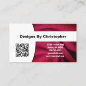 Mode Designer Burgundy Fabric Texture QR Code Visitekaartje (Achterkant)