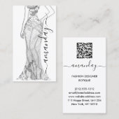 Mode Designer Dress Logo QR Code Silver Lace Visitekaartje (Voorkant / Achterkant)
