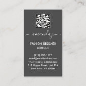 Mode Designer Dress Logo QR Grey Gold Lace Visitekaartje (Achterkant)