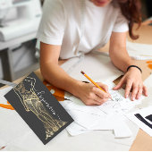 Mode Designer Dress Logo QR Grey Gold Lace Visitekaartje