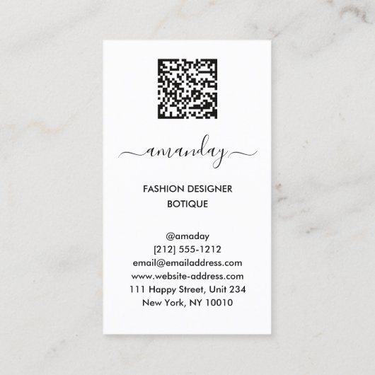 Mode Designer Dress Logo QR Red Dress Shop Visitekaartje (Achterkant)