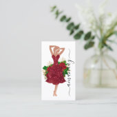 Mode Designer Dress Logo QR Red Dress Shop Visitekaartje (Staand voorkant)