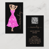 Mode Designer Dress Logo QR Roos Roze zwart Visitekaartje (Voorkant / Achterkant)