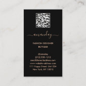 Mode Designer Dress Logo QR Roos Roze zwart Visitekaartje (Achterkant)