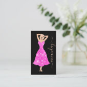 Mode Designer Dress Logo QR Roos Roze zwart Visitekaartje (Staand voorkant)