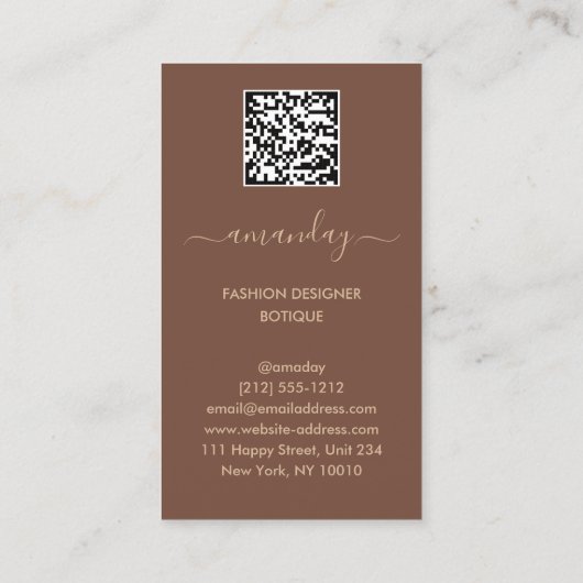 Mode Designer Dress Logo QR Roos Winkelen Visitekaartje (Achterkant)