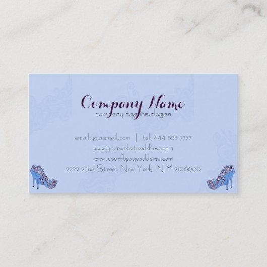 Mode Designer Elegante Bloemen Stiletto Schoenen Visitekaartje (Achterkant)