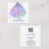 Mode Designer Glitter Dress Logo QR Silver Pink Vierkante Visitekaartje (Voorkant / Achterkant)