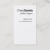 mode Designer "Little Black Dress", Stylist Visitekaartje (Achterkant)