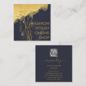 Mode Designer Logo QR Body SHAPE Stylist Golden Vierkante Visitekaartje (Voorkant / Achterkant)