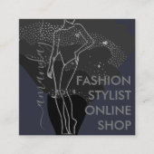 Mode Designer Logo QR Body VORM Stijl grijs Vierkante Visitekaartje (Voorkant)