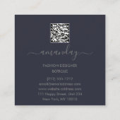 Mode Designer Logo QR Body VORM Stijl grijs Vierkante Visitekaartje (Achterkant)