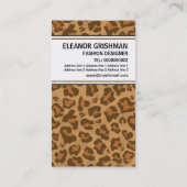 Mode designer meisje met bruine panter print visitekaartje (Achterkant)