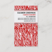 Mode designer meisje rode witte zebra print visitekaartje (Achterkant)