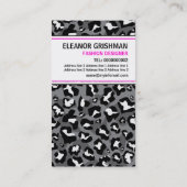 Mode designer meisje zwart grijs panter print visitekaartje (Achterkant)