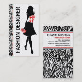 Mode designer meisje zwart rood wit zebra print visitekaartje (Voorkant / Achterkant)