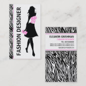 Mode designer meisje zwart wit roze zebra print visitekaartje (Voorkant / Achterkant)