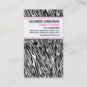 Mode designer meisje zwart wit roze zebra print visitekaartje (Achterkant)
