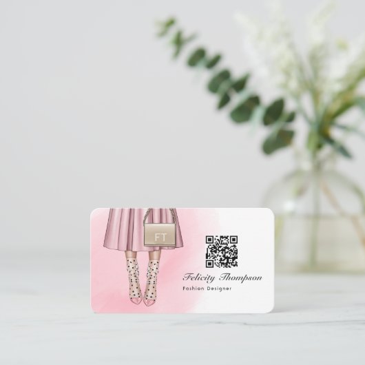 Mode Designer Monogram QR-code Visitekaartje (Staand voorkant)