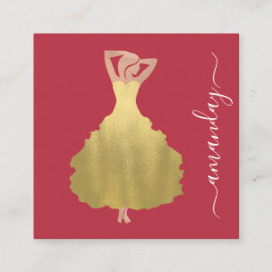 Mode Designer Roos Gold Dress Logo QR-code Vierkante Visitekaartje