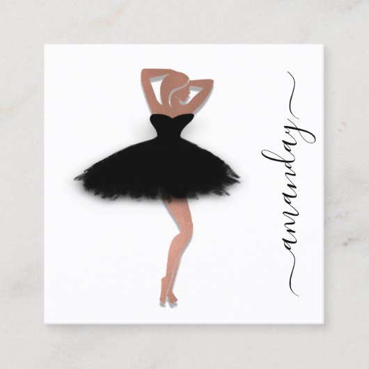 Mode Designer Shop Roos Black Dress Logo QRCode Vierkante Visitekaartje (Voorkant)