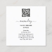 Mode Designer Shop Roos Black Dress Logo QRCode Vierkante Visitekaartje (Achterkant)
