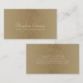 Mode Designer Simple Bronze Linen-kaart Visitekaartje (Voorkant / Achterkant)