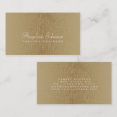 Mode Designer Simple Bronze Linen-kaart Visitekaartje (Voorkant / Achterkant)