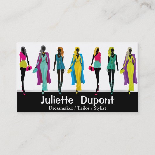 Mode Designer Stylist glam zwart wit Visitekaartje (Voorkant)