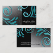 Mode Designer Visitekaartje - Turquoise & Black (Voorkant / Achterkant)