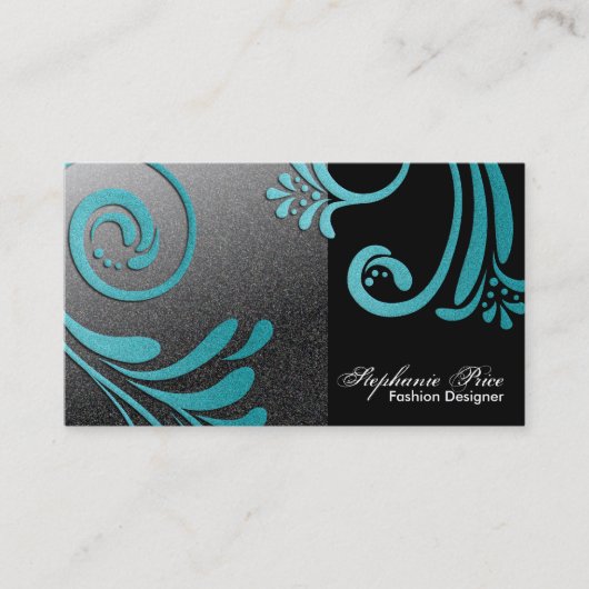 Mode Designer Visitekaartje - Turquoise & Black (Voorkant)