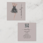 Mode Designer Winkelwinkel QRCode Logo ivoor Vierkante Visitekaartje (Voorkant / Achterkant)