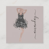 Mode Designer Winkelwinkel QRCode Logo ivoor Vierkante Visitekaartje (Voorkant)