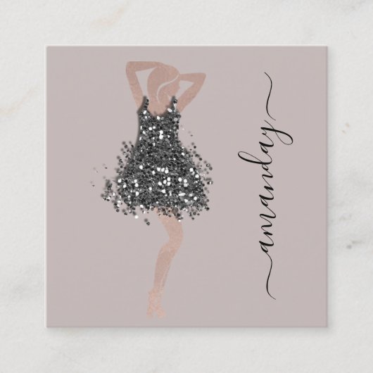 Mode Designer Winkelwinkel QRCode Logo ivoor Vierkante Visitekaartje (Voorkant)