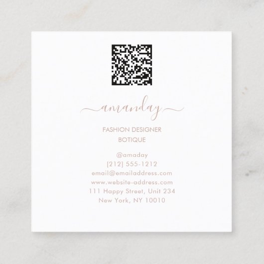 Mode Designer Winkelwinkel QRCode Logo rood Vierkante Visitekaartje (Achterkant)