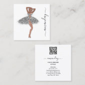 Mode Designer Winkelwinkel QRCode Logo RoseSilver Vierkante Visitekaartje (Voorkant / Achterkant)