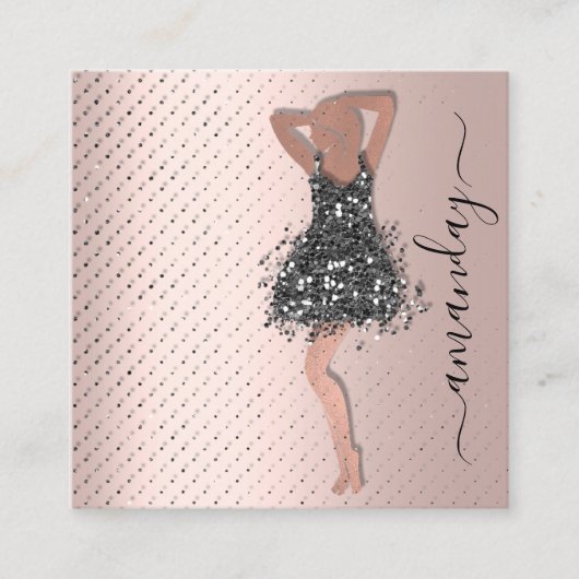 Mode Designer Winkelwinkel QRCode Logo Vonk Vierkante Visitekaartje (Voorkant)