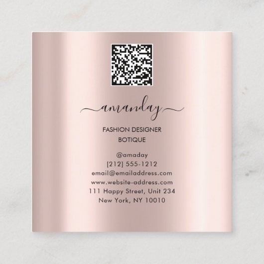 Mode Designer Winkelwinkel QRCode Logo Vonk Vierkante Visitekaartje (Achterkant)